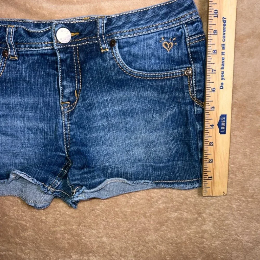 Justice Girls 14R Blue Denim Light White Wash Cut Off 5 Pocket‎ Stretch Shorts